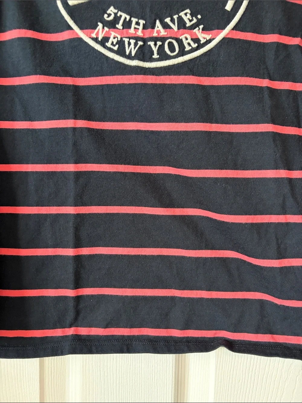 abercrombie kids Navy & Pink Striped Logo Long Sleeve Tee new condition